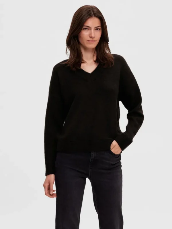 Strik>SELECTED V-HALS PULLOVER Black