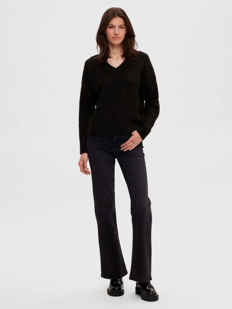 vhals_pullover_1.webp Strik>SELECTED V-HALS PULLOVER Black