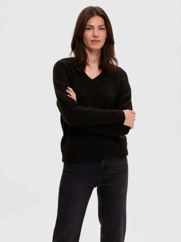 Strik>SELECTED V-HALS PULLOVER Black