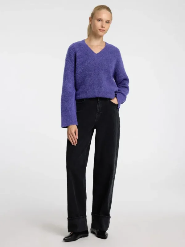 Strik>SELECTED V-HALS STRIKTRØJE Purple