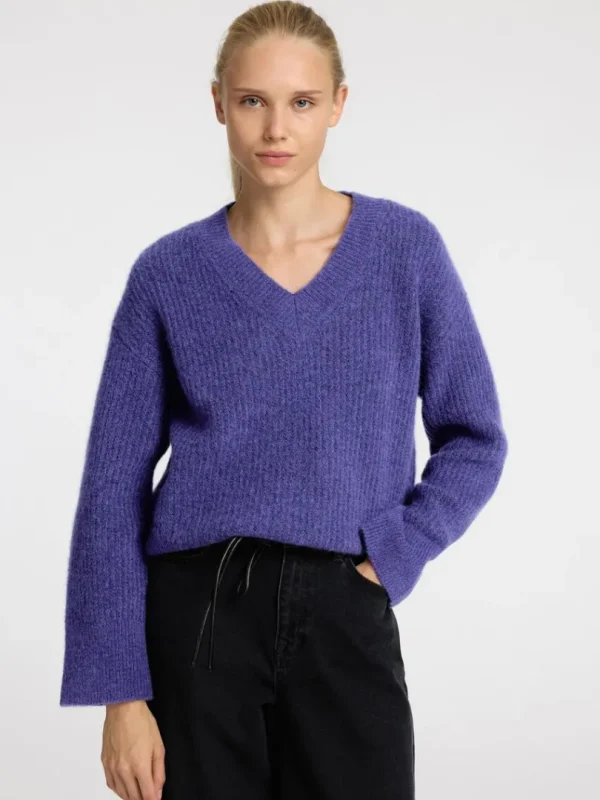 Strik>SELECTED V-HALS STRIKTRØJE Purple