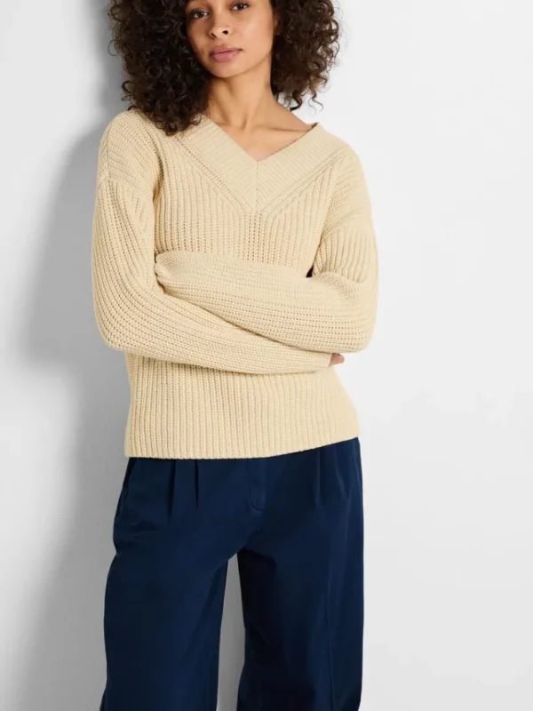 Strik>SELECTED V-HALS STRIKTRØJE Beige