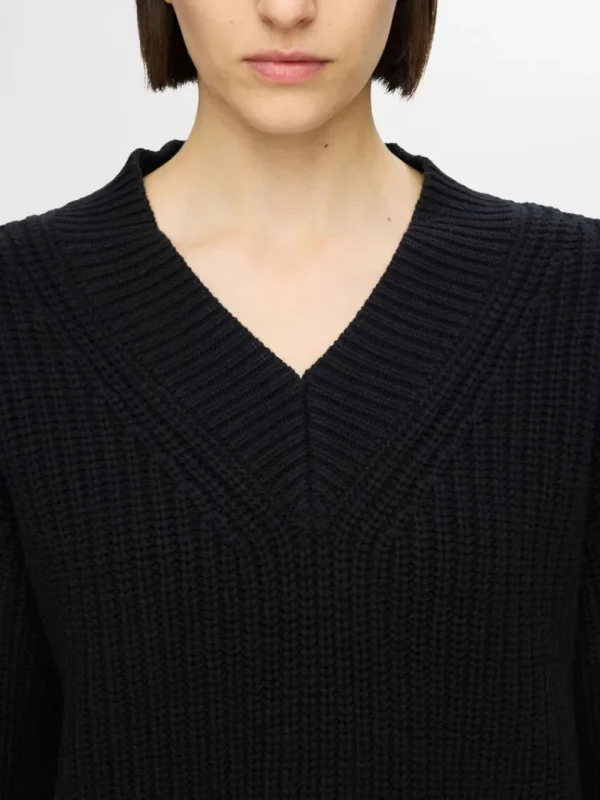 Strik>SELECTED V-HALS STRIKTRØJE Black