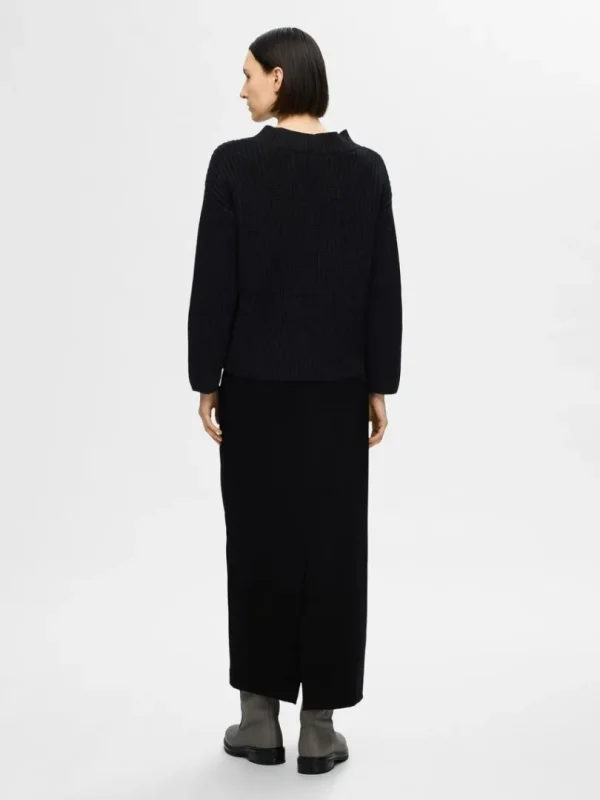 Strik>SELECTED V-HALS STRIKTRØJE Black