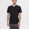 T-shirts>SELECTED V-HALS T-SHIRT Black