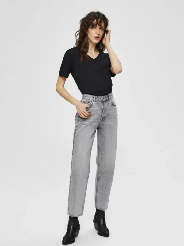 T-shirts>SELECTED V-HALS T-SHIRT Black