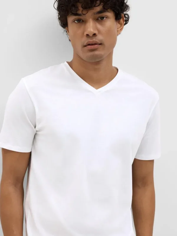 T-shirts>SELECTED V-HALS T-SHIRT White