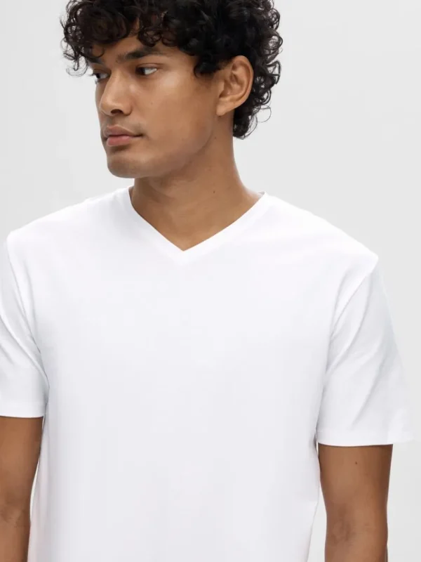 T-shirts>SELECTED V-HALS T-SHIRT White