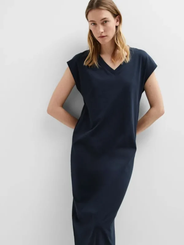 Kjoler>SELECTED V-NECK MIDIKJOLE Blue