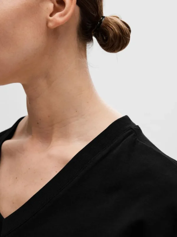 Kjoler>SELECTED V-NECK MIDIKJOLE Black