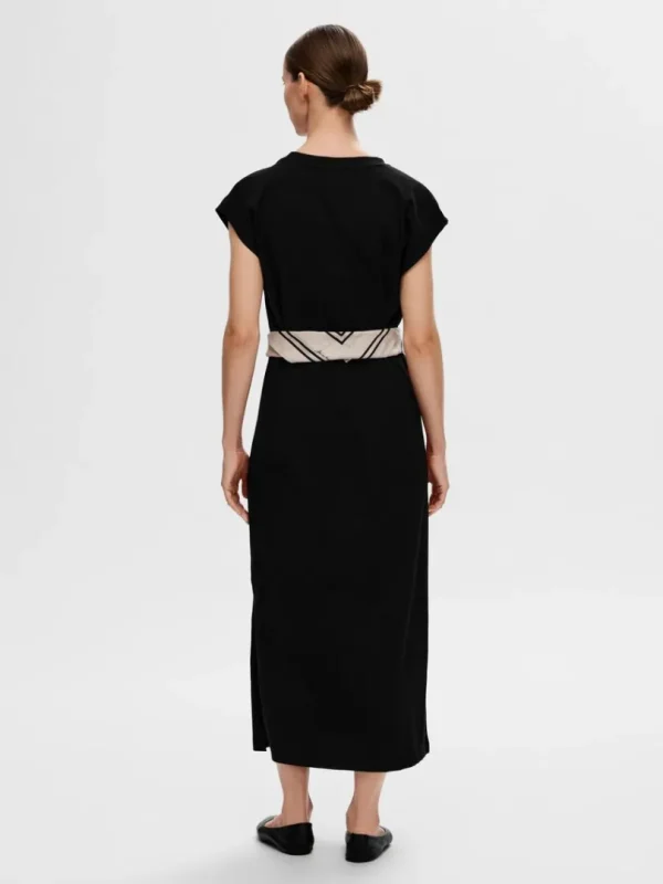 Kjoler>SELECTED V-NECK MIDIKJOLE Black