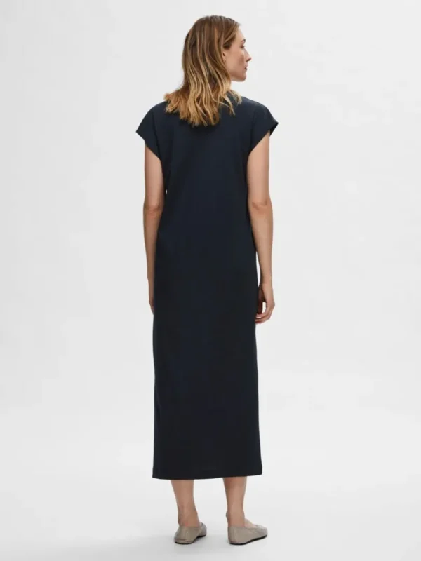 Kjoler>SELECTED V-NECK MIDIKJOLE Blue