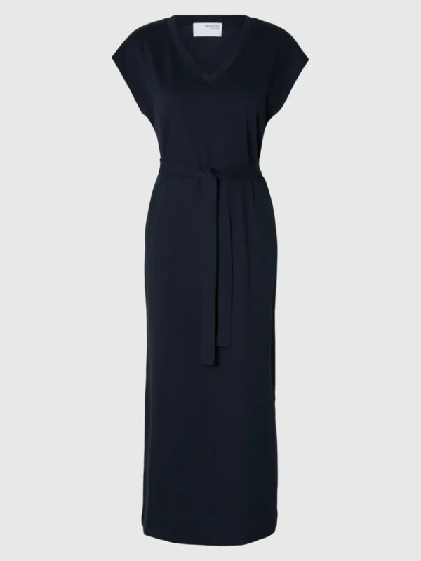 Kjoler>SELECTED V-NECK MIDIKJOLE Blue