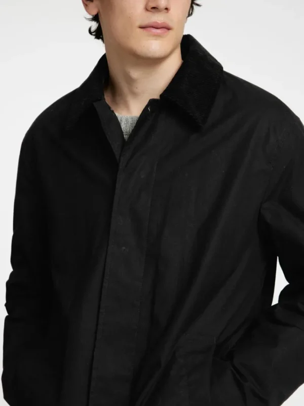Overtøj>SELECTED VOKSET BOMULD FRAKKE Black
