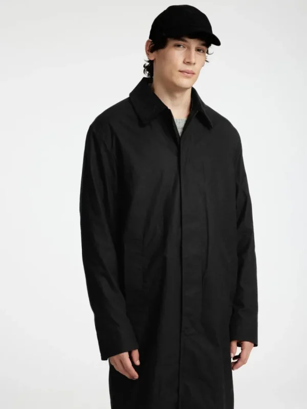 Overtøj>SELECTED VOKSET BOMULD FRAKKE Black