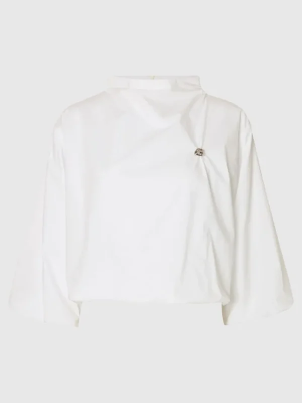 Toppe Og Bluser>SELECTED VOLUMINØS BLUSE MED 3/4-ÆRMER White