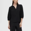 Toppe Og Bluser>SELECTED V-UDSKÆRING BLUSE Black