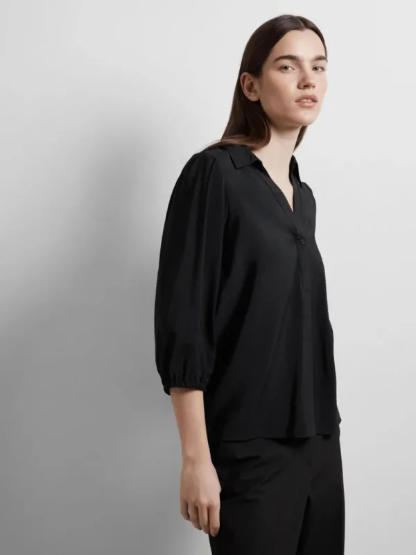 Toppe Og Bluser>SELECTED V-UDSKÆRING BLUSE Black
