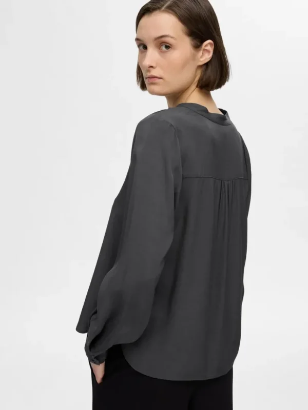 Toppe Og Bluser>SELECTED V-UDSKÆRING BLUSE Grey
