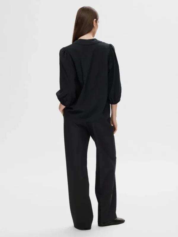Toppe Og Bluser>SELECTED V-UDSKÆRING BLUSE Black
