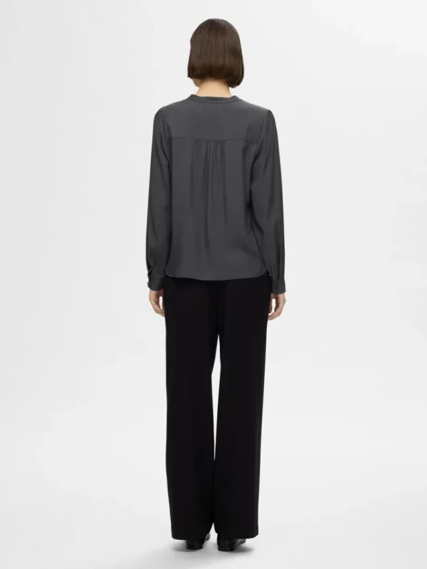 Toppe Og Bluser>SELECTED V-UDSKÆRING BLUSE Grey
