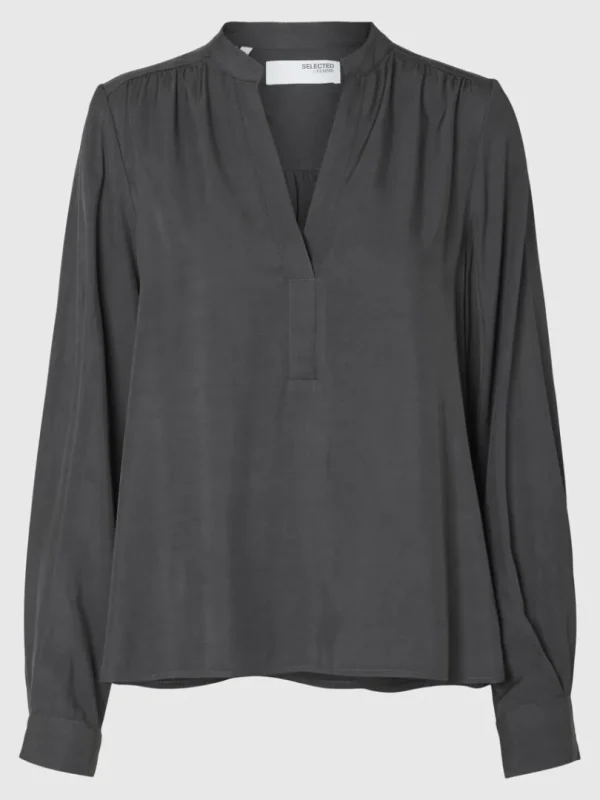 Toppe Og Bluser>SELECTED V-UDSKÆRING BLUSE Grey