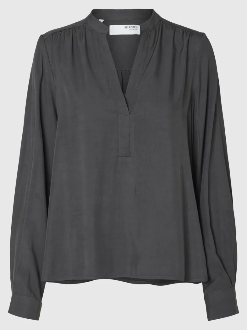vudskring_bluse_5.webp Toppe Og Bluser>SELECTED V-UDSKÆRING BLUSE Grey
