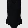 Toppe Og Bluser>SELECTED V-UDSKÆRING GLITTER BODYSTOCKING Black