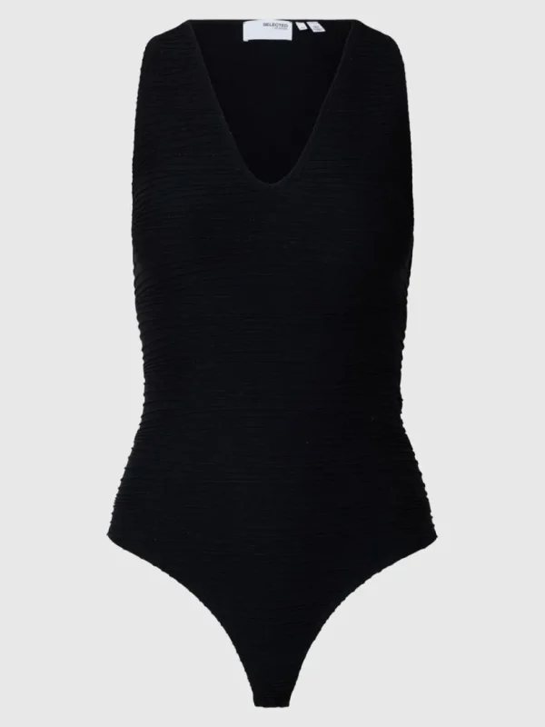 Toppe Og Bluser>SELECTED V-UDSKÆRING GLITTER BODYSTOCKING Black