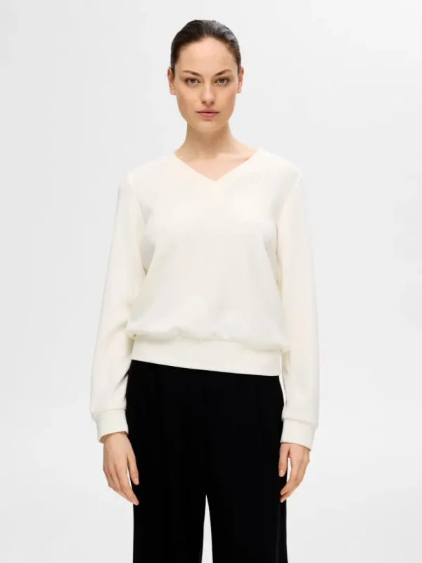 Toppe Og Bluser>SELECTED V-UDSKÆRING PULLOVER White