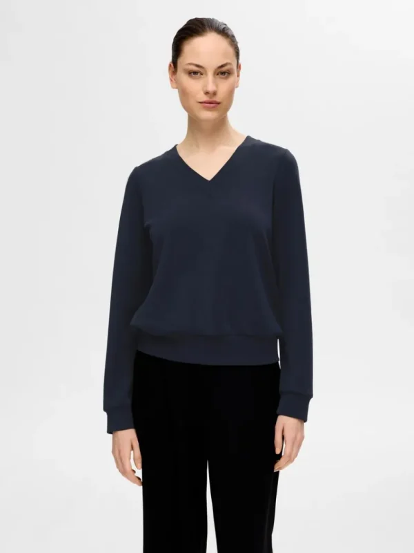 Toppe Og Bluser>SELECTED V-UDSKÆRING PULLOVER Blue