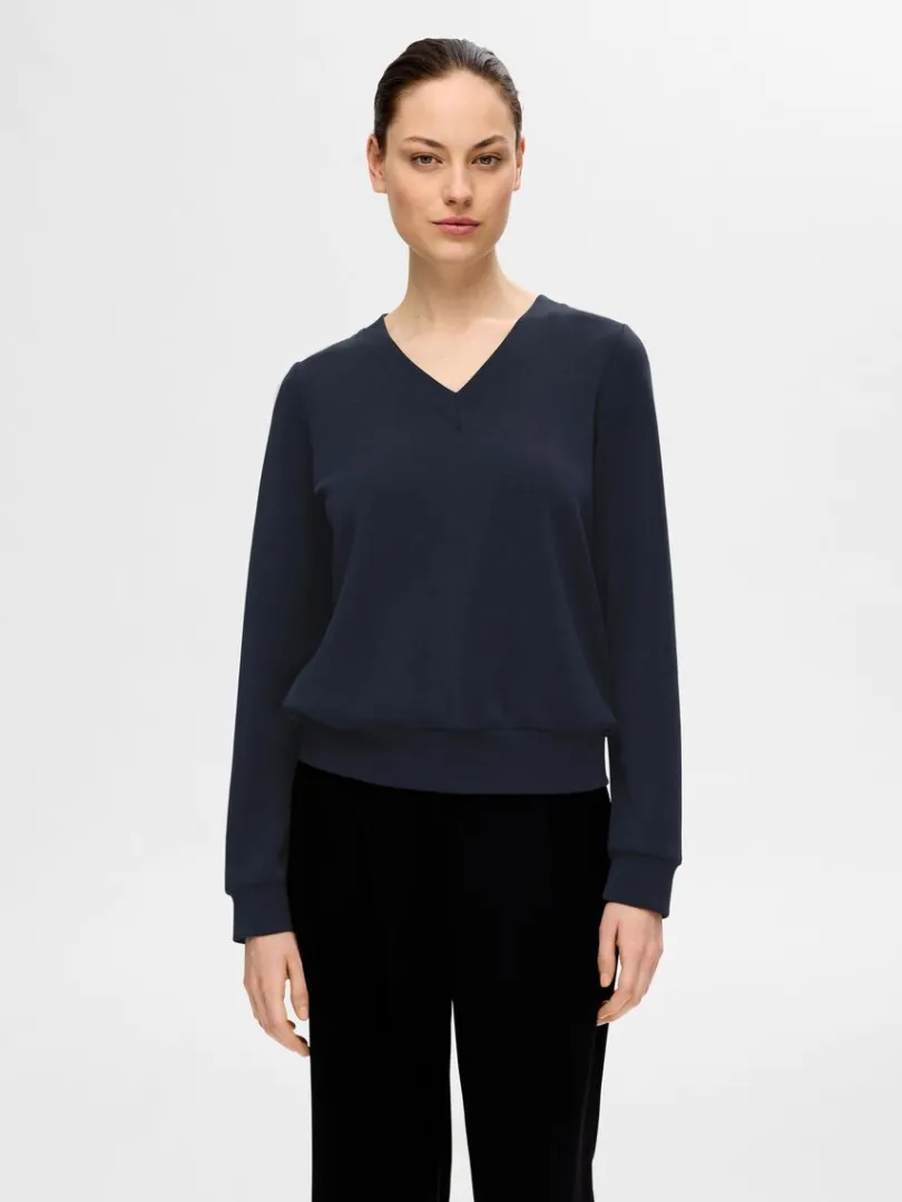 vudskring_pullover_0.webp Toppe Og Bluser>SELECTED V-UDSKÆRING PULLOVER Blue