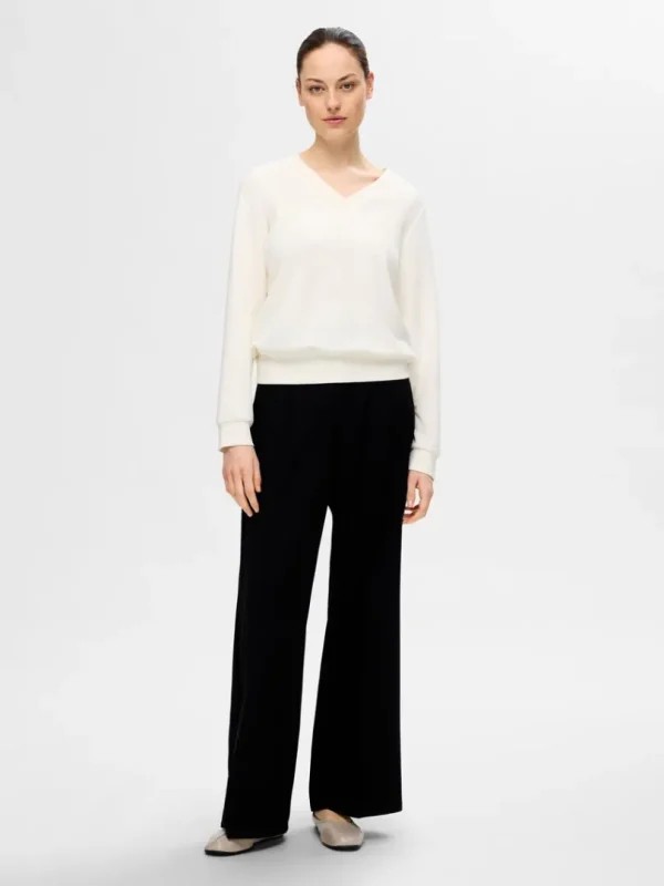 Toppe Og Bluser>SELECTED V-UDSKÆRING PULLOVER White