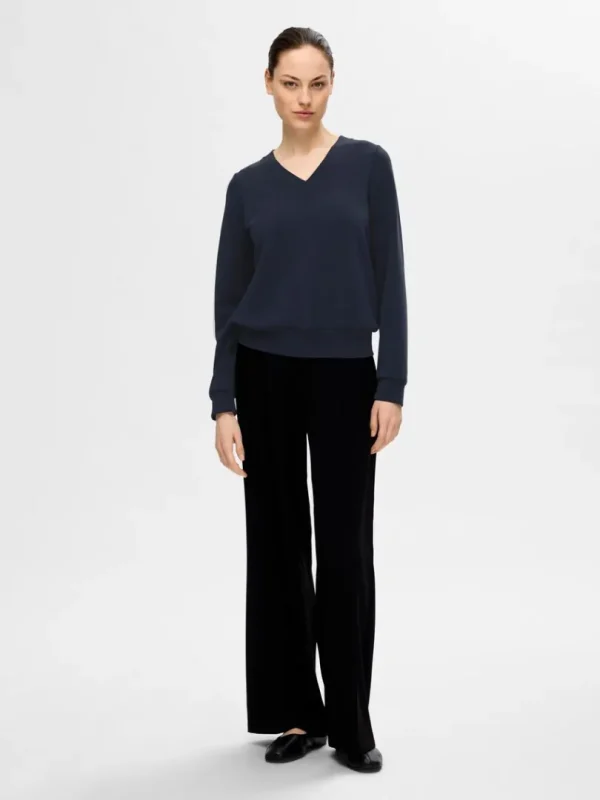 Toppe Og Bluser>SELECTED V-UDSKÆRING PULLOVER Blue