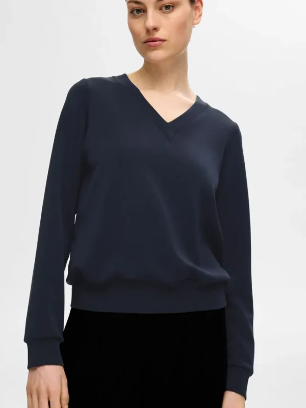 Toppe Og Bluser>SELECTED V-UDSKÆRING PULLOVER Blue