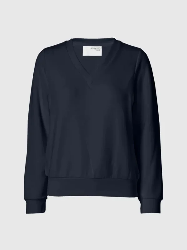 Toppe Og Bluser>SELECTED V-UDSKÆRING PULLOVER Blue