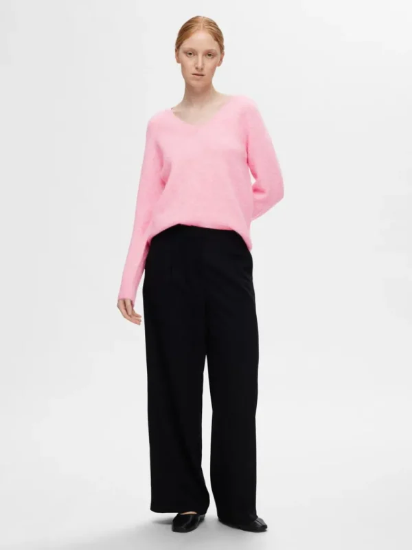 Strik>SELECTED V-UDSKÆRING STRIKTRØJE Pink