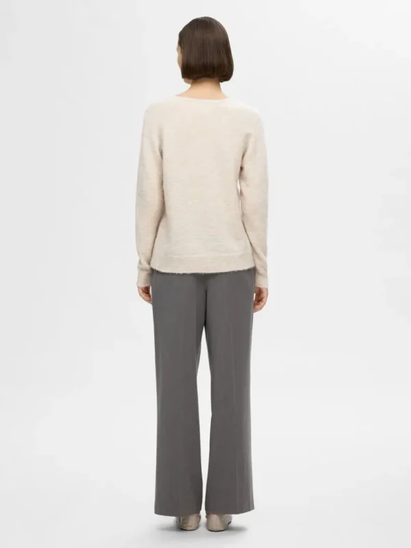 Strik>SELECTED V-UDSKÆRING STRIKTRØJE Beige