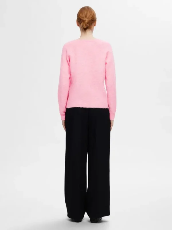 Strik>SELECTED V-UDSKÆRING STRIKTRØJE Pink