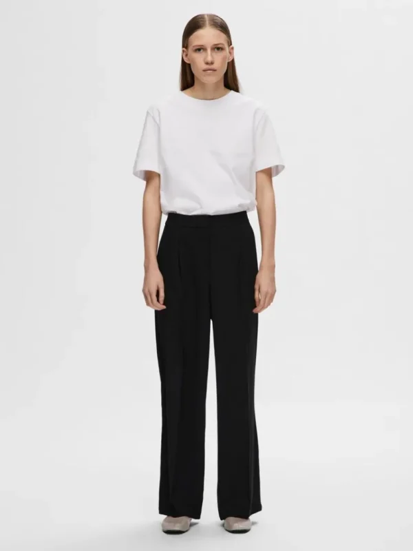 Bukser | Jakkesæt & Blazers>SELECTED VÆVEDE BREDE BUKSER Black