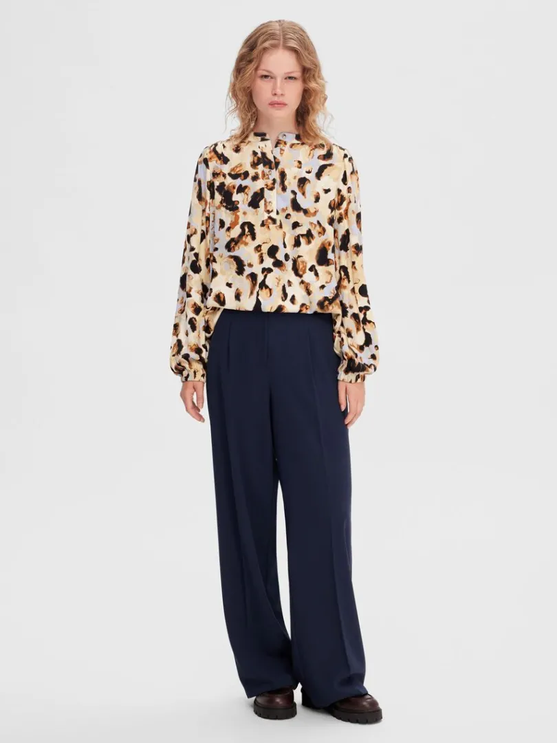 vvede_brede_bukser_1.webp Bukser | Jakkesæt & Blazers>SELECTED VÆVEDE BREDE BUKSER Blue