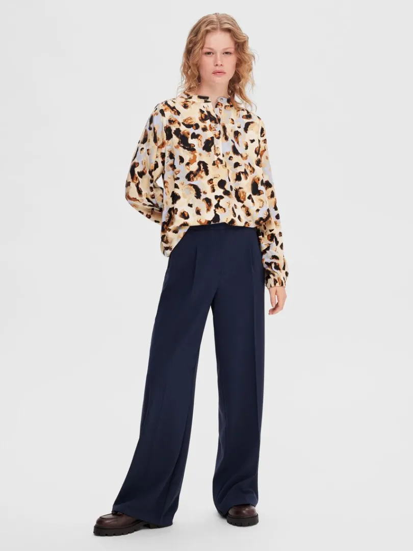vvede_brede_bukser_2.webp Bukser | Jakkesæt & Blazers>SELECTED VÆVEDE BREDE BUKSER Blue