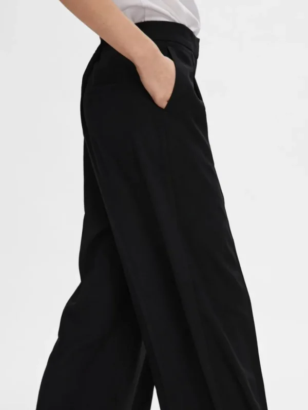 Bukser | Jakkesæt & Blazers>SELECTED VÆVEDE BREDE BUKSER Black