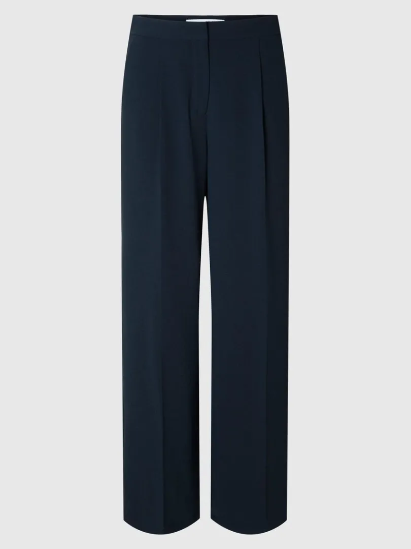 vvede_brede_bukser_5.webp Bukser | Jakkesæt & Blazers>SELECTED VÆVEDE BREDE BUKSER Blue