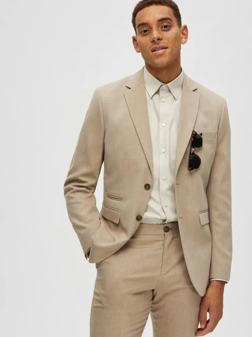 vvet_blazer_3-2.webp Jakkesæt & Blazers>SELECTED VÆVET BLAZER Beige