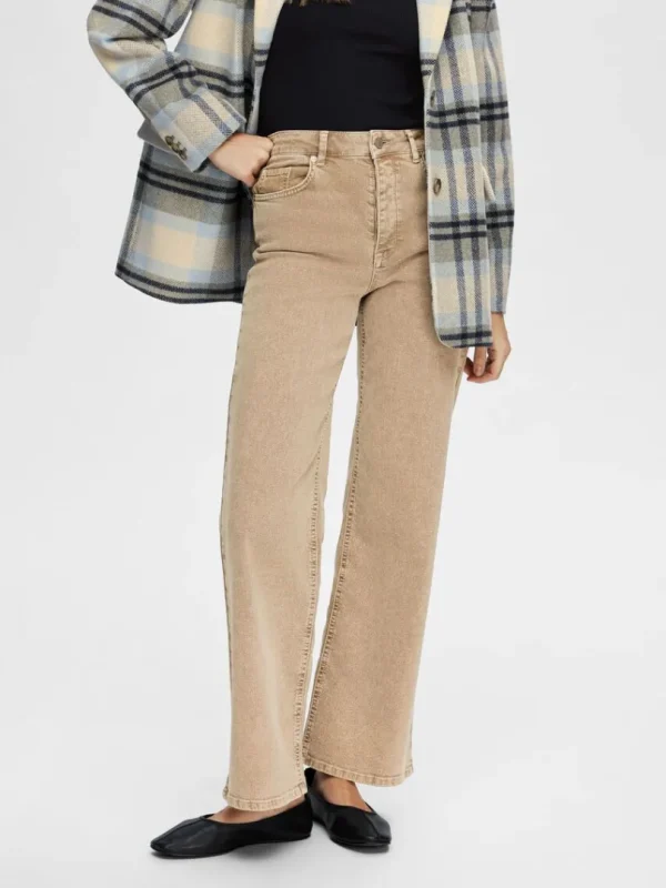Jeans>SELECTED WIDE FIT JEANS Beige