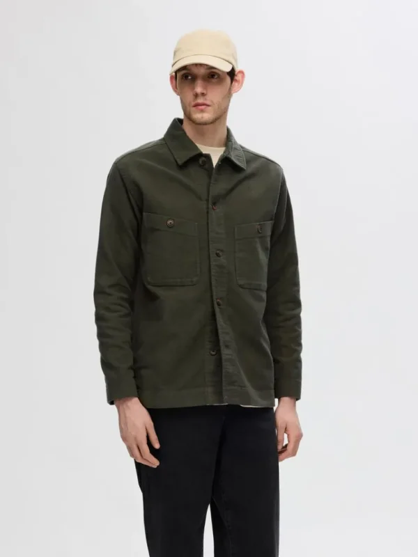 Overtøj | Skjorter>SELECTED 100% BOMULD OVERSHIRT Green
