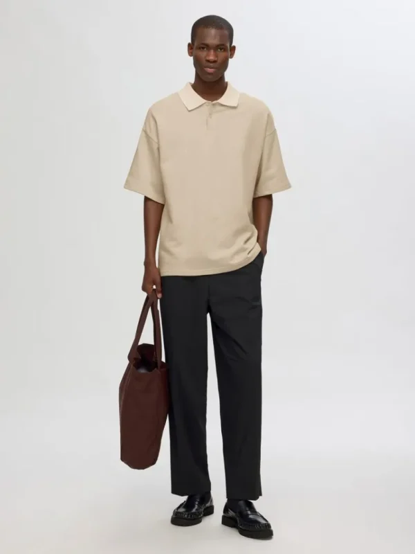 Poloer>SELECTED BOXY FIT POLO Beige