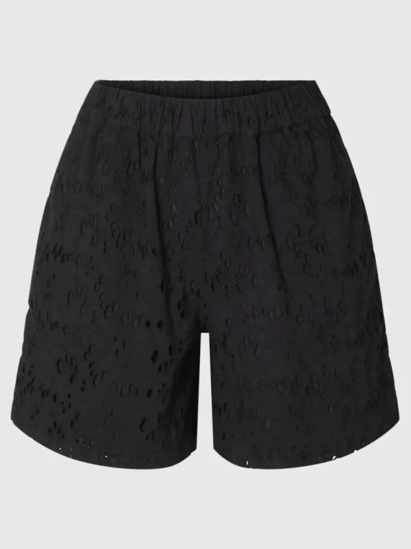 Shorts>SELECTED BRODERIE ANGLAISE SHORTS Black