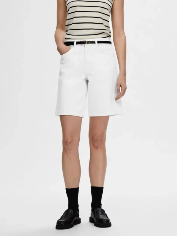 Shorts>SELECTED DENIM BERMUDA SHORTS White